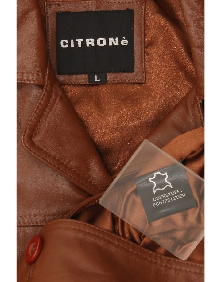 Jaqueta de couro feminina VINTAGE Reino Unido 14 grande couro marrom