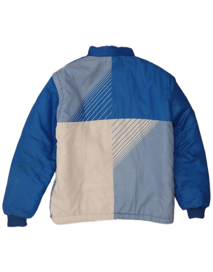 Jaqueta acolchoada masculina vintage UK 42 XL azul colorblock