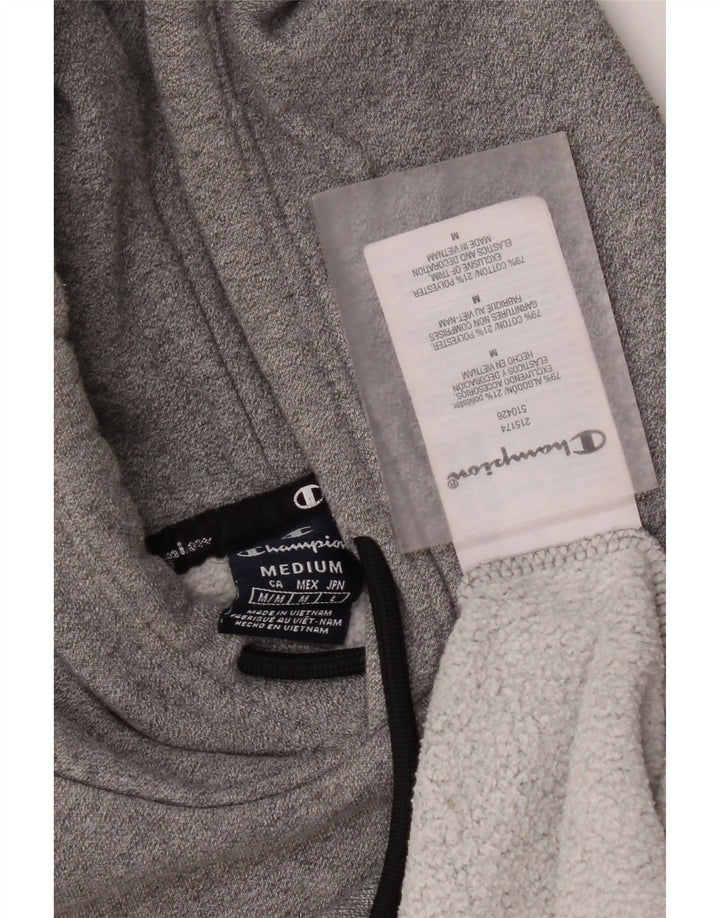 Jumper masculino com capuz gráfico Champion algodão manchado cinza médio