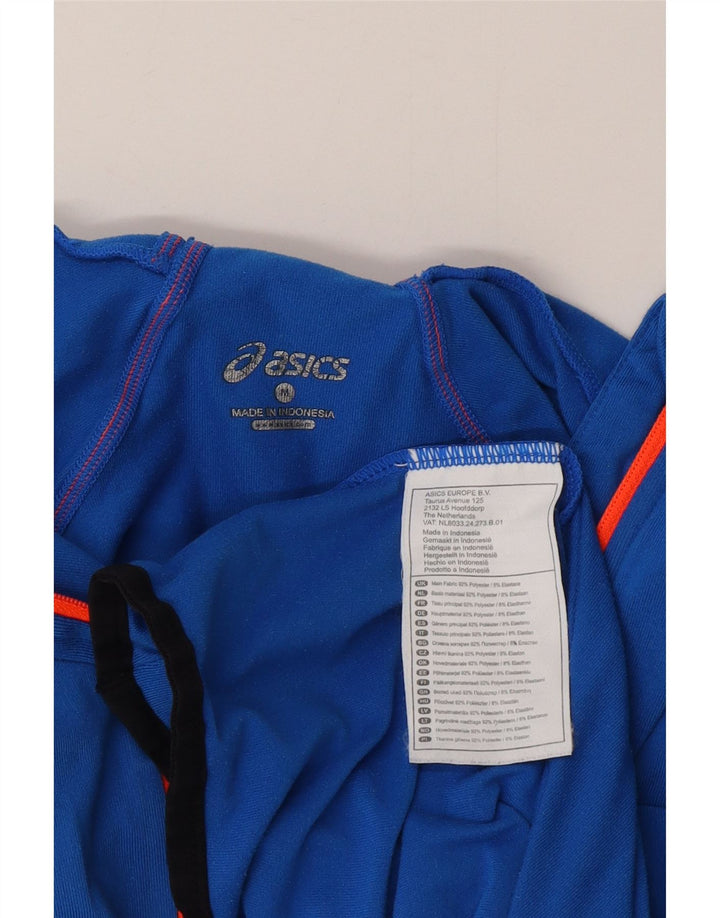 Asics Mens Hooded Zip Neck Top Manga Longa Médio Azul Poliéster