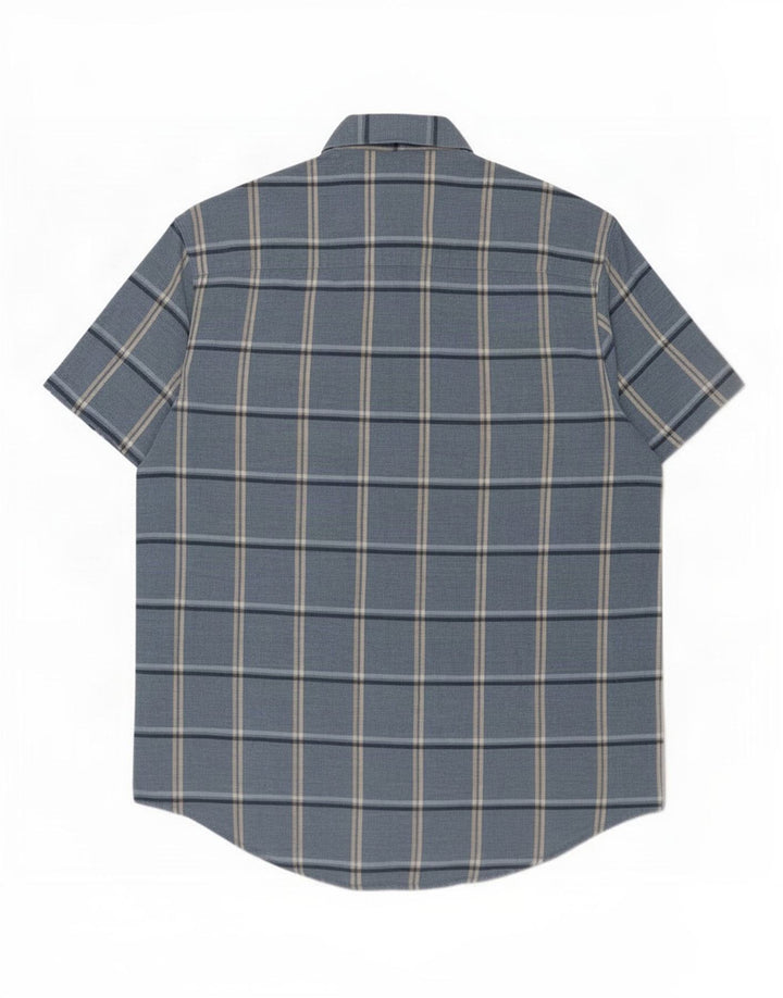 Camisa masculina de manga curta Calvin Klein Jeans xadrez azul médio