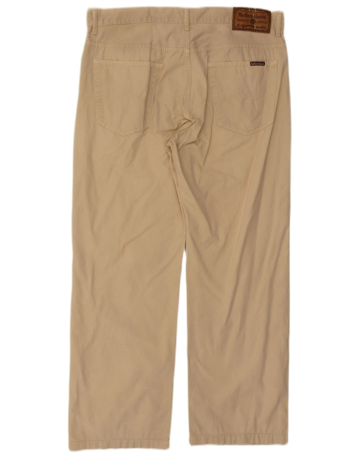 MARLBORO CLASSICS Calça masculina reta casual W38 L29 algodão bege