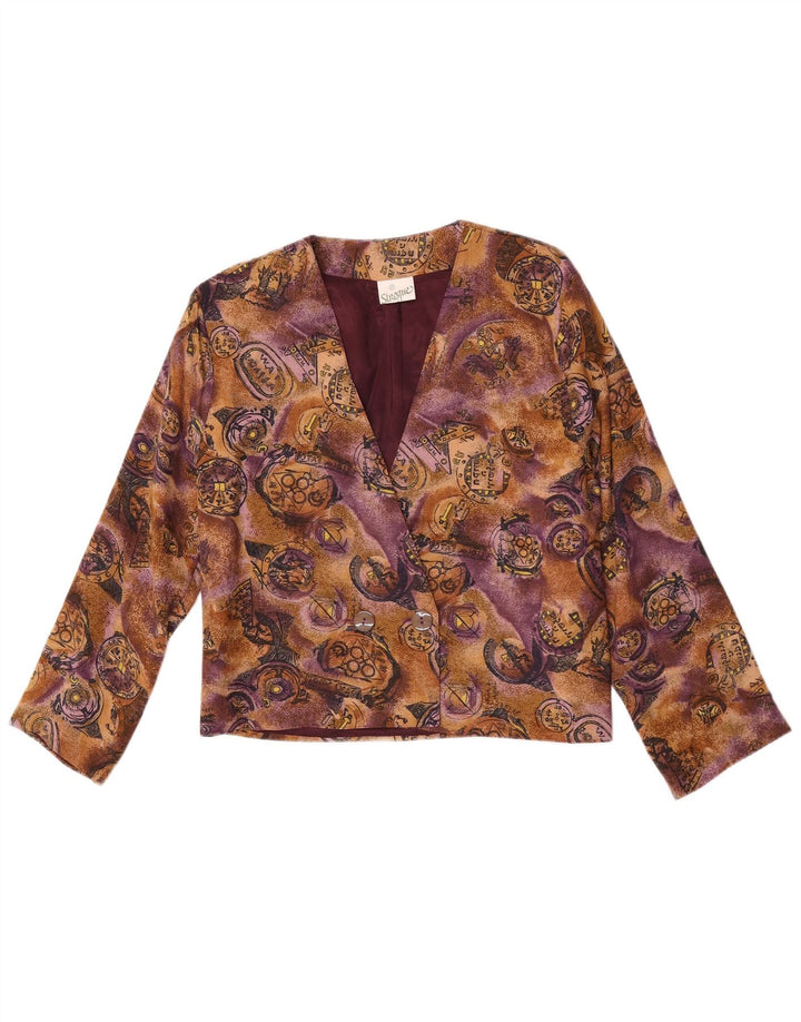 Cardigan feminino vintage UK 10 viscose multicolorida pequena