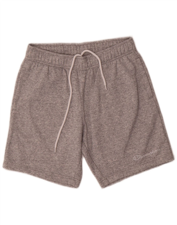 Shorts esportivos masculinos Champion pequeno algodão manchado cinza