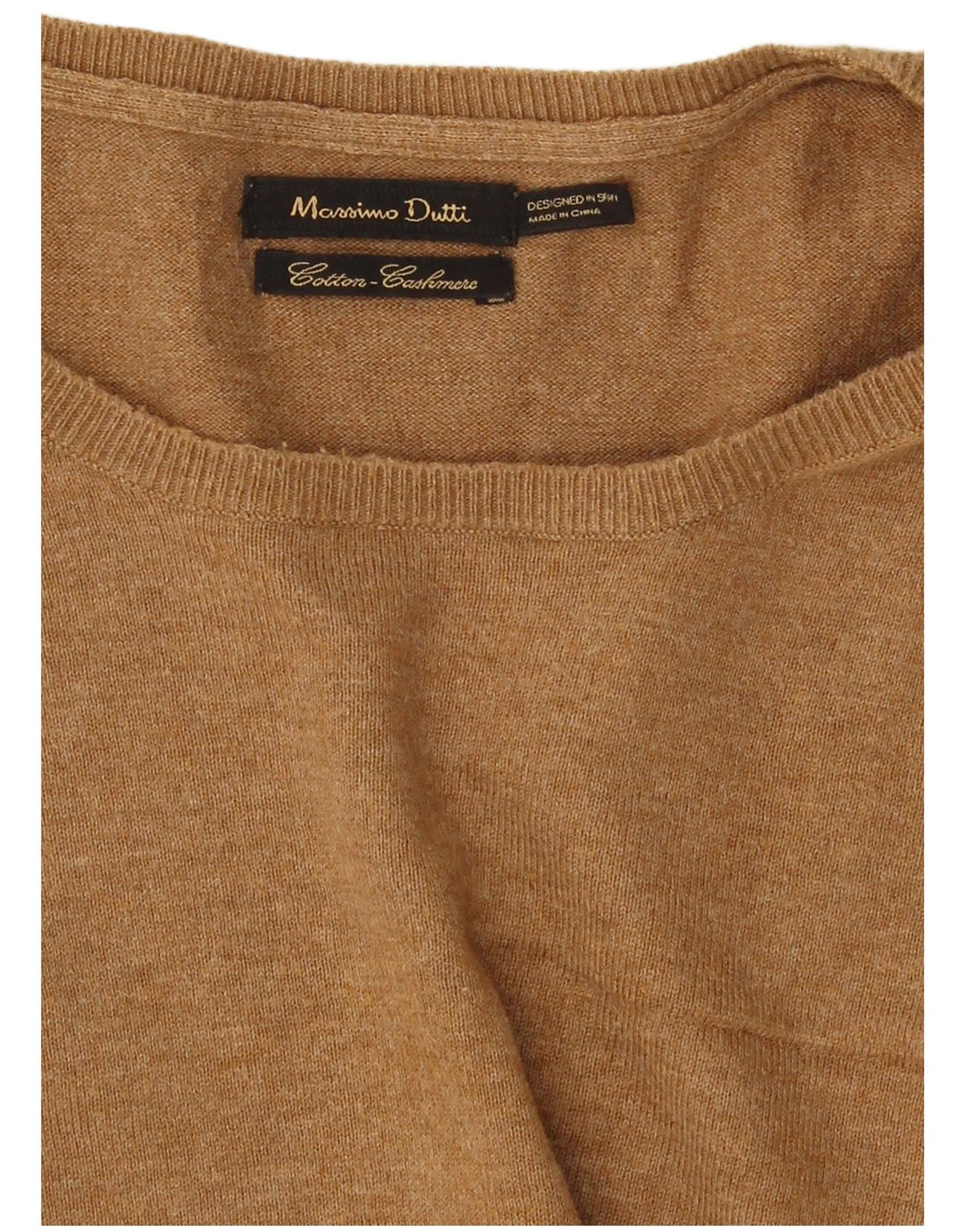 Suéter masculino Massimo Dutti com gola redonda e algodão colorblock marrom médio