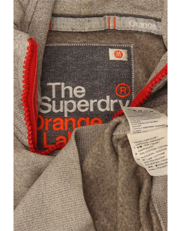 Suéter masculino Superdry com capuz e zíper médio cinza algodão