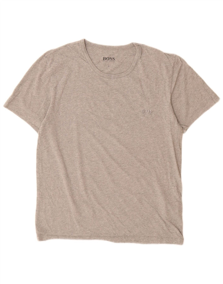 Hugo Boss Mens T-Shirt Top Pequeno Algodão Cinza
