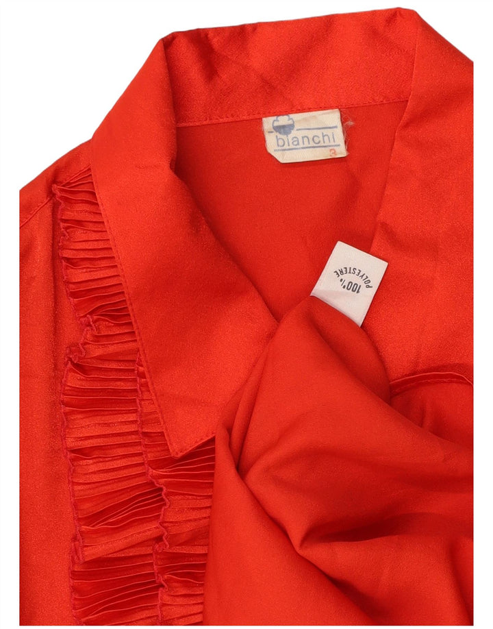 Blusa feminina BIANCHI com babados na frente Reino Unido 18 XL poliéster vermelho