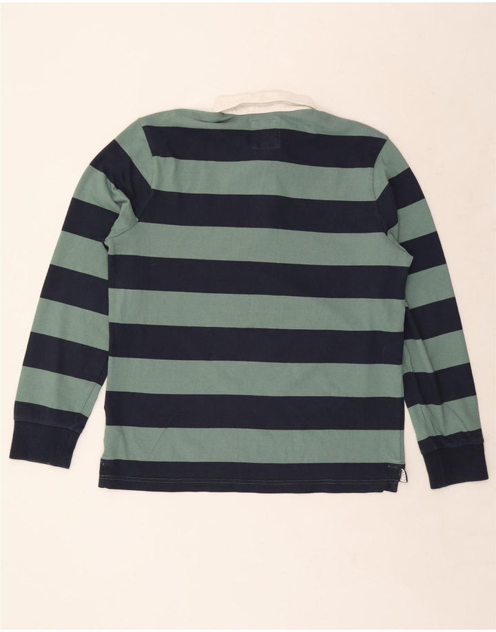 CREW CLOTHING Camisa polo masculina de manga comprida rugby grande listrada azul marinho