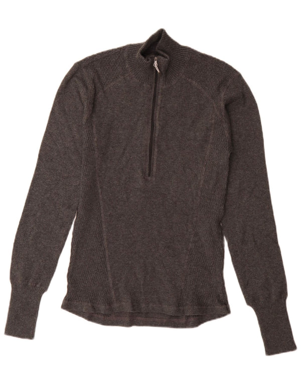 Suéter masculino Eddie Bauer com zíper e gola pequena de algodão cinza