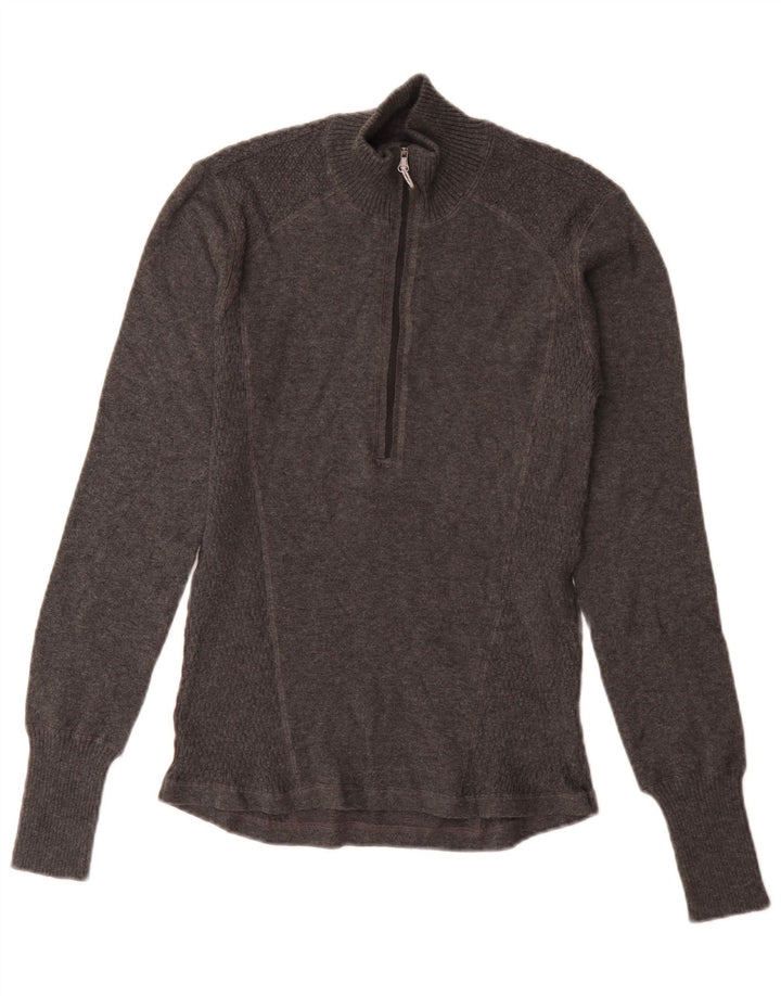 Suéter masculino Eddie Bauer com zíper e gola pequena de algodão cinza
