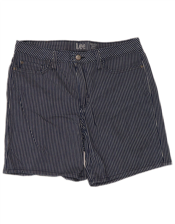 Shorts feminino Lee de cintura média, ajuste regular, casual, W34, grande, azul marinho, listrado