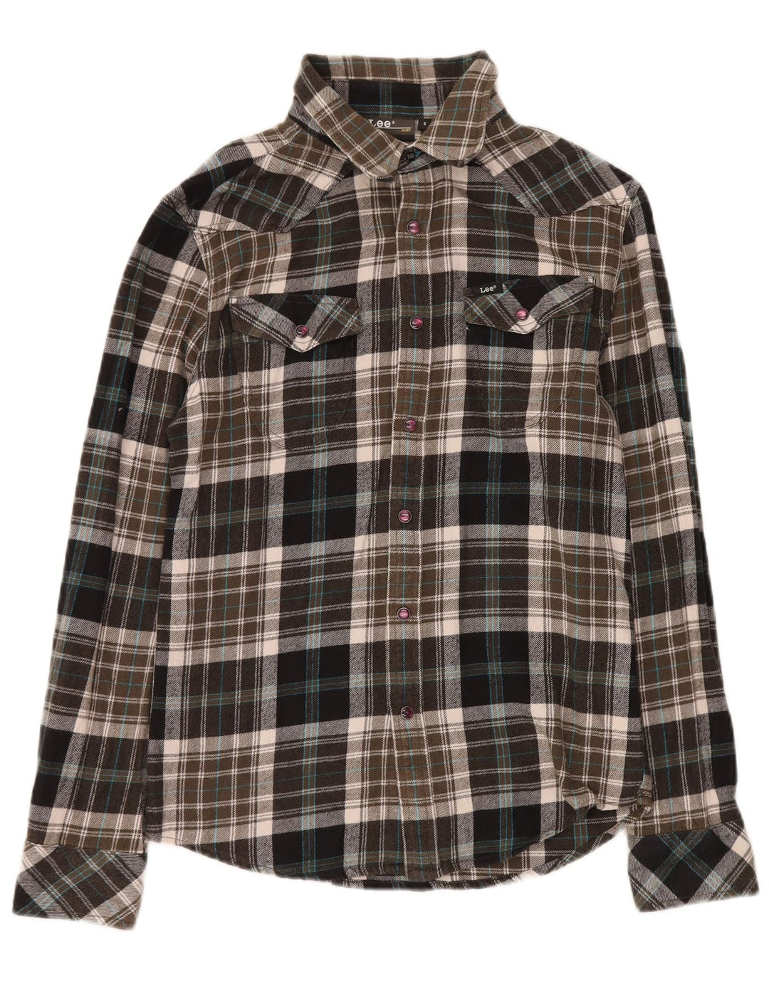Camisa masculina de flanela LEE pequena de algodão xadrez multicolorido