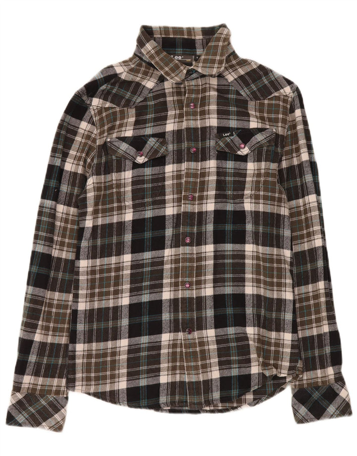 Camisa masculina de flanela LEE pequena de algodão xadrez multicolorido