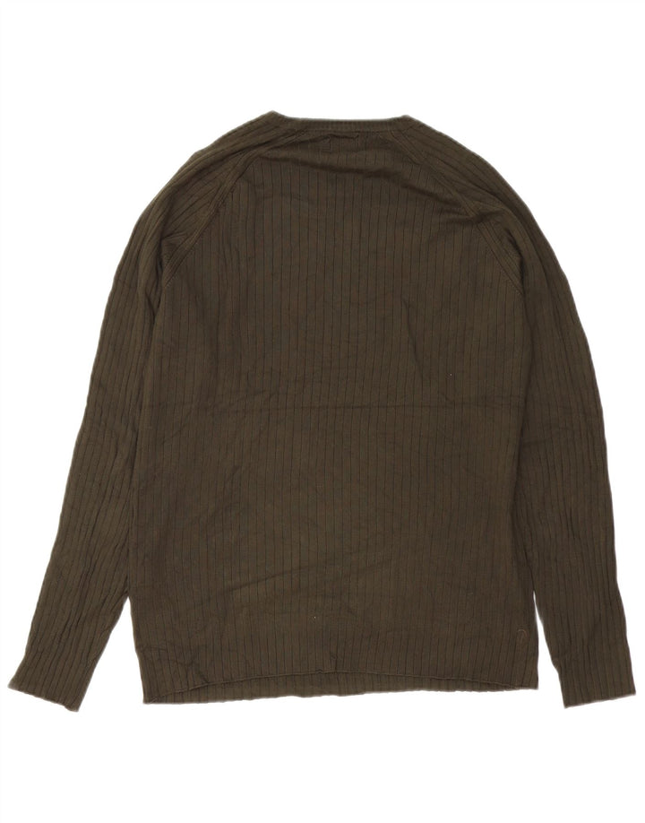 Zara Suéter masculino com gola redonda e viscose verde médio