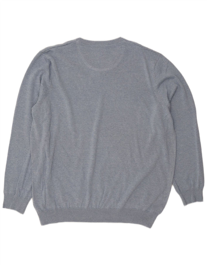 Suéter masculino Lacoste com decote em V tamanho 8 3XL algodão azul