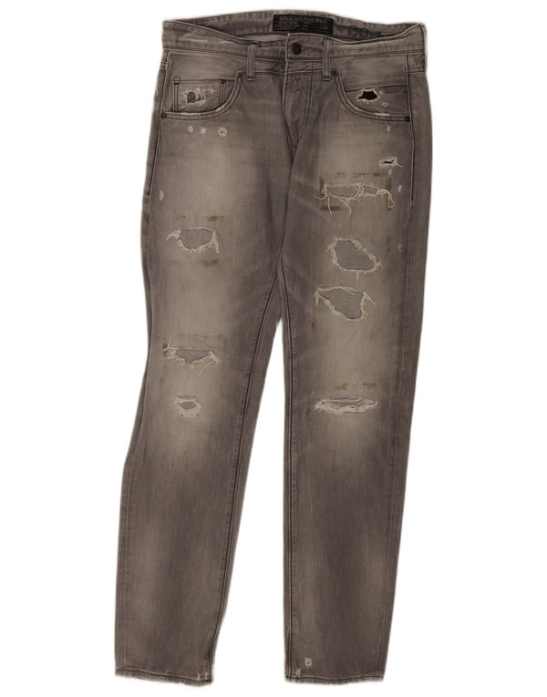 Replay Jeans skinny masculino desgastado W30 L32 algodão cinza