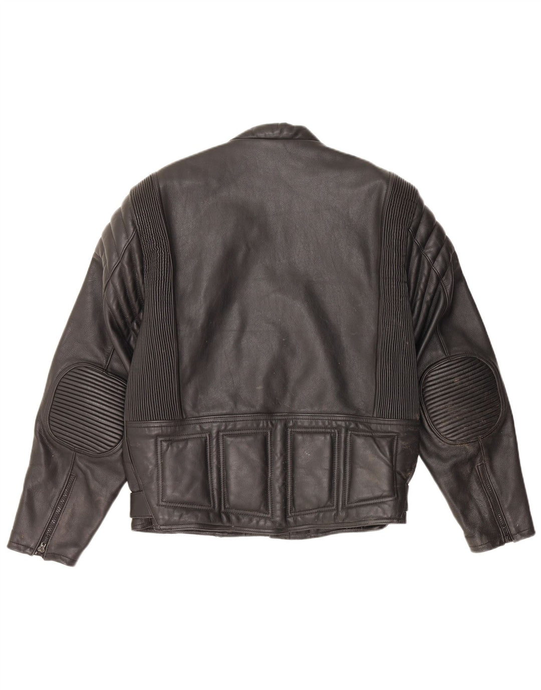 Jaqueta de couro para motociclista masculina vintage couro preto pequeno Reino Unido 36