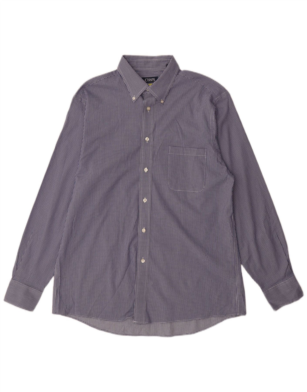 Camisa masculina de ajuste regular Chaps tamanho 16 1/2 grande algodão guingão azul