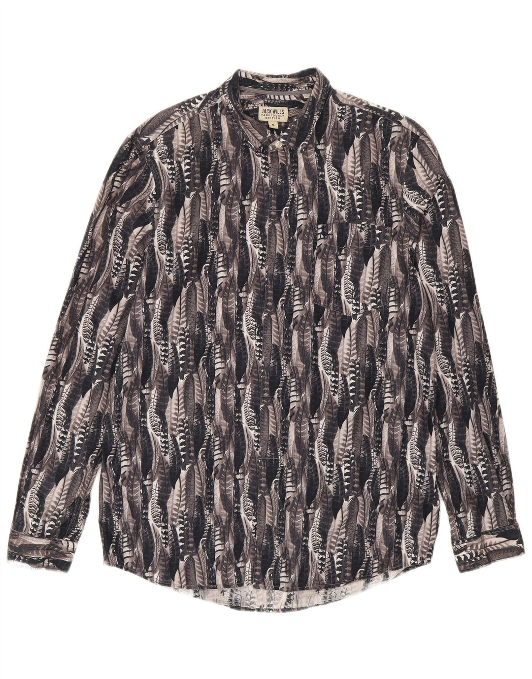 Camisa masculina Jack Wills com estampa abstrata de algodão cinza médio