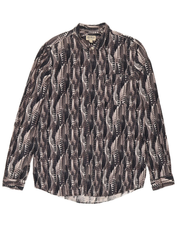Jack Wills Mens Abstract Pattern Shirt Medium Grey Cotton
