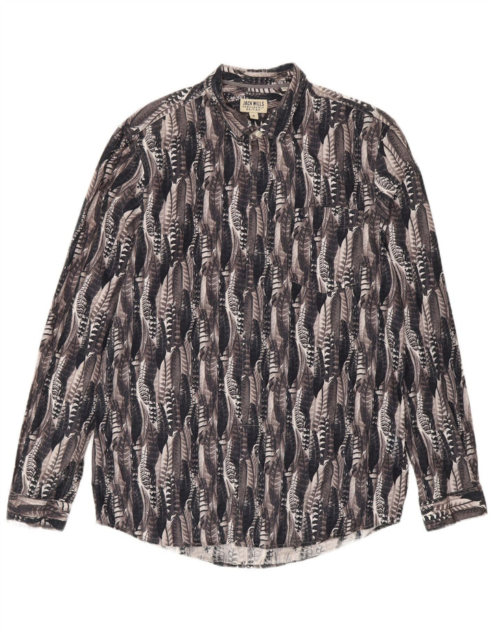 Camisa masculina Jack Wills com estampa abstrata de algodão cinza médio