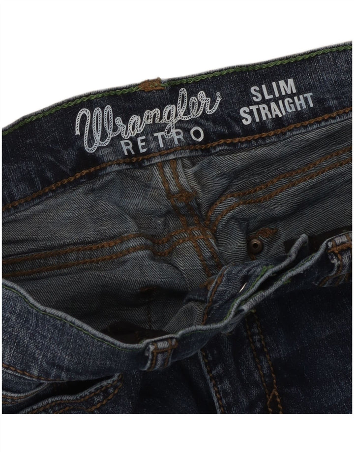 Wrangler feminino retrô slim reto jeans W28 L30 azul