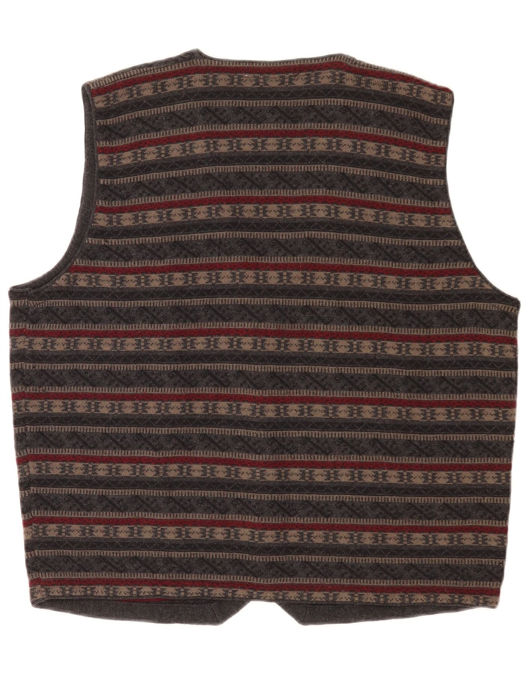 Colete de malha vintage masculino médio cinza Fair Isle Virgin Wool