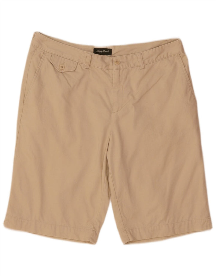 EDDIE BAUER Shorts Chino feminino EUA 12 grande W34 algodão bege