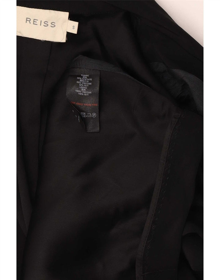 Jaqueta blazer aberta grande Reiss feminina Reino Unido 10 pequeno acetato preto