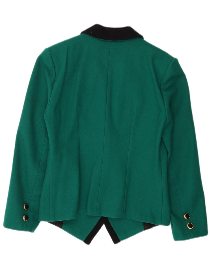 Jaqueta blazer feminina vintage com peito duplo Reino Unido 14 verde médio
