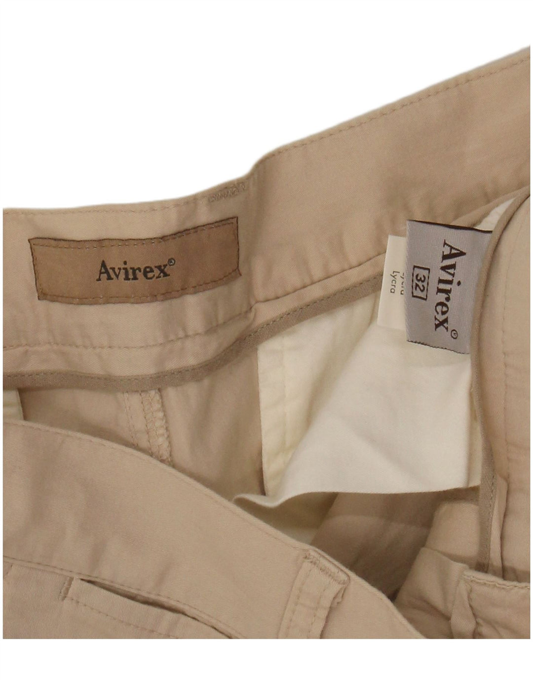 Calça chino reta masculina AVIREX W32 L31 algodão bege