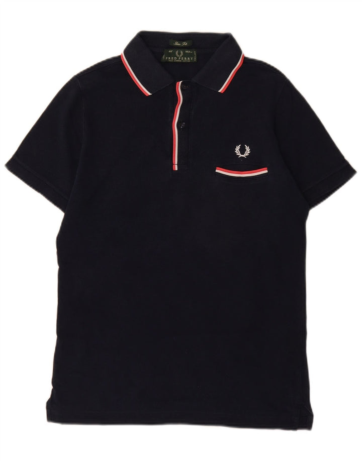 Camisa polo masculina Slim Fit Fred Perry de algodão azul marinho médio