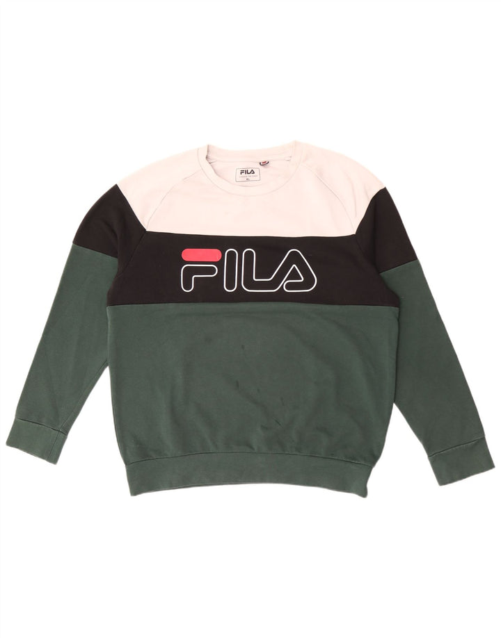 Fila moletom gráfico masculino jumper XL verde colorblock