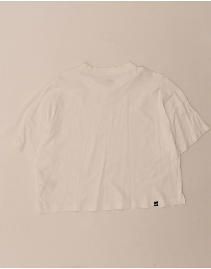 PUMA Womens Crop T-Shirt Top UK 16 Large White Cotton Vintage Puma and Second-Hand Puma from Messina Hembry 
