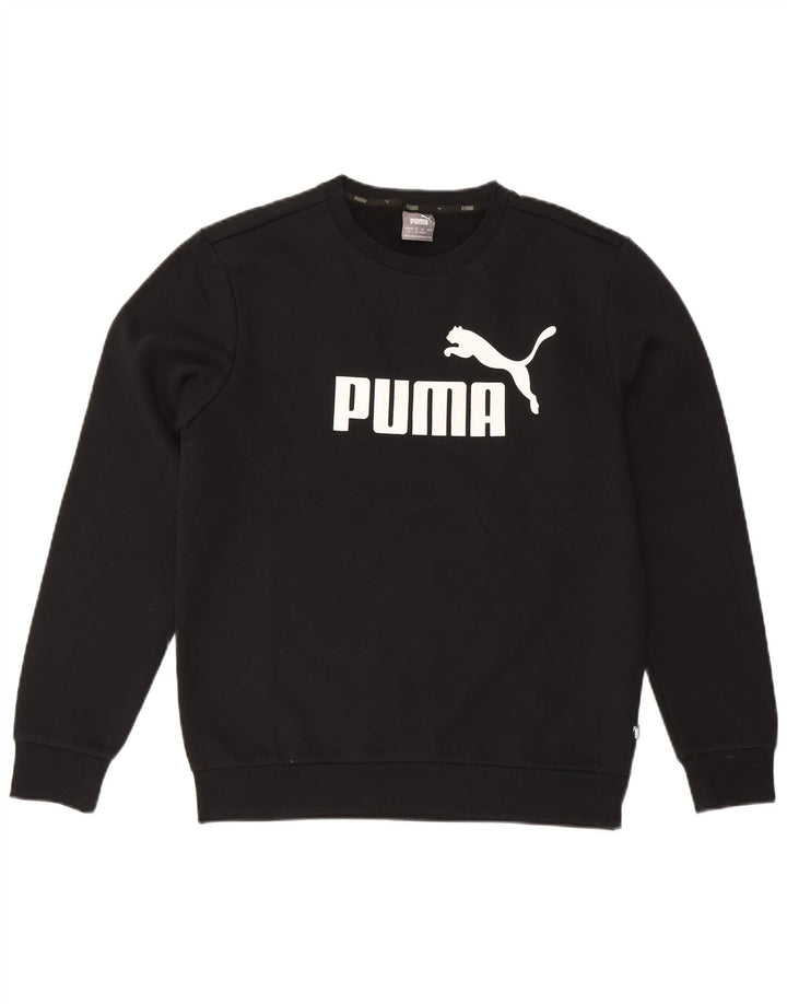 PUMA Mens Graphic Moletom Jumper Médio Algodão Preto