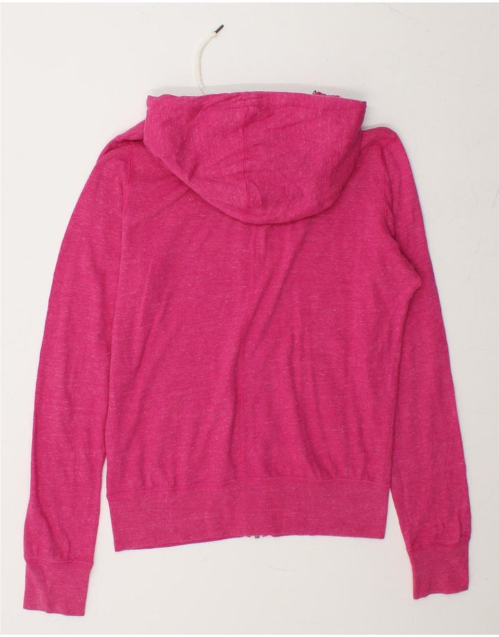 NIKE Womens Graphic Zip Hoodie Sweater UK 14 Medium Pink Cotton Vintage Nike and Second-Hand Nike from Messina Hembry 