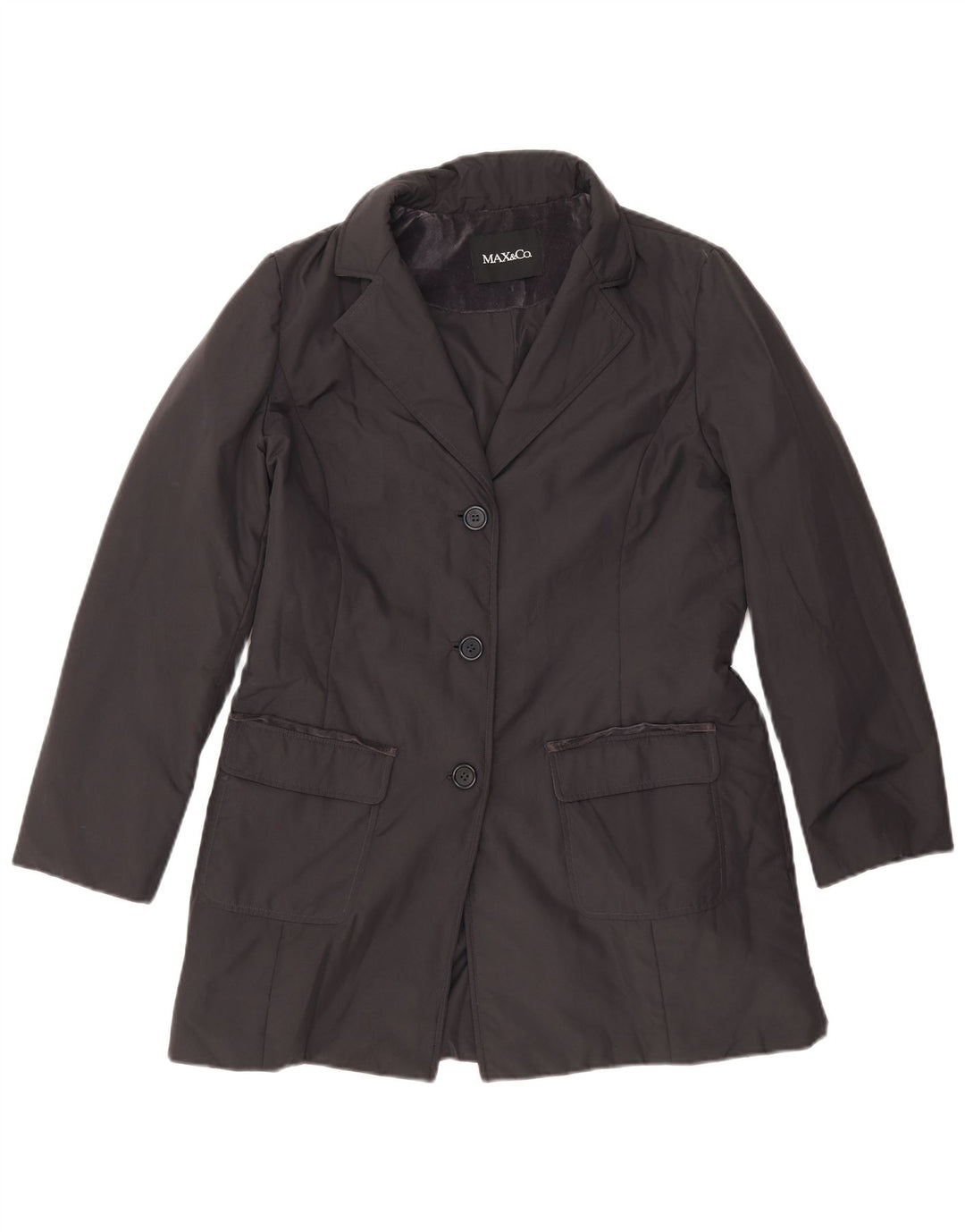 Sobretudo feminino Max & Co. UK 16 grande poliéster azul marinho
