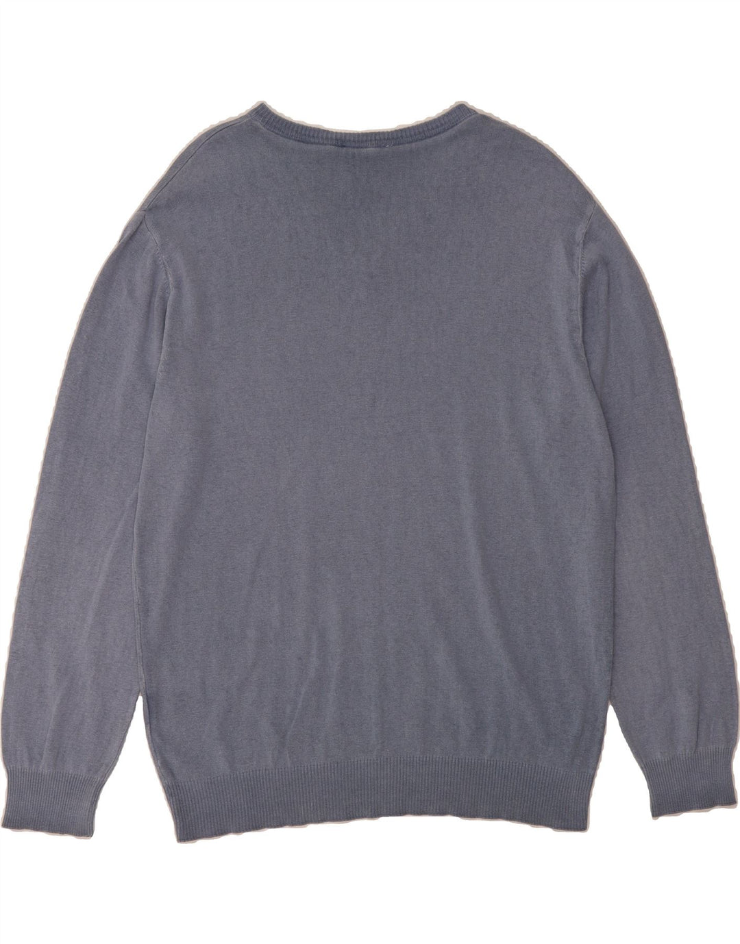 CARLO COLUCCI Mens Graphic V-Neck Jumper Sweater XL Navy Blue Cotton Vintage Carlo Colucci and Second-Hand Carlo Colucci from Messina Hembry 