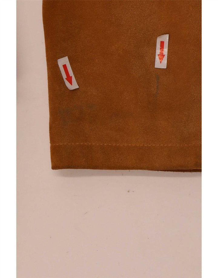 Sobretudo feminino vintage de camurça IT 42 couro bege médio