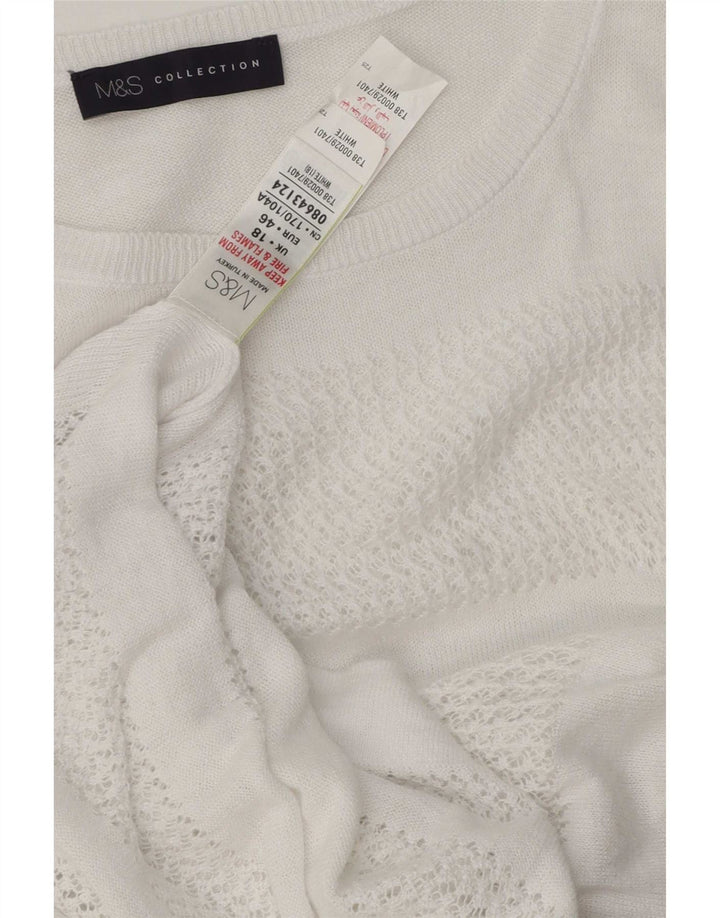 Suéter feminino Marks & Spencer com gola canoa grande Reino Unido 18 XL branco