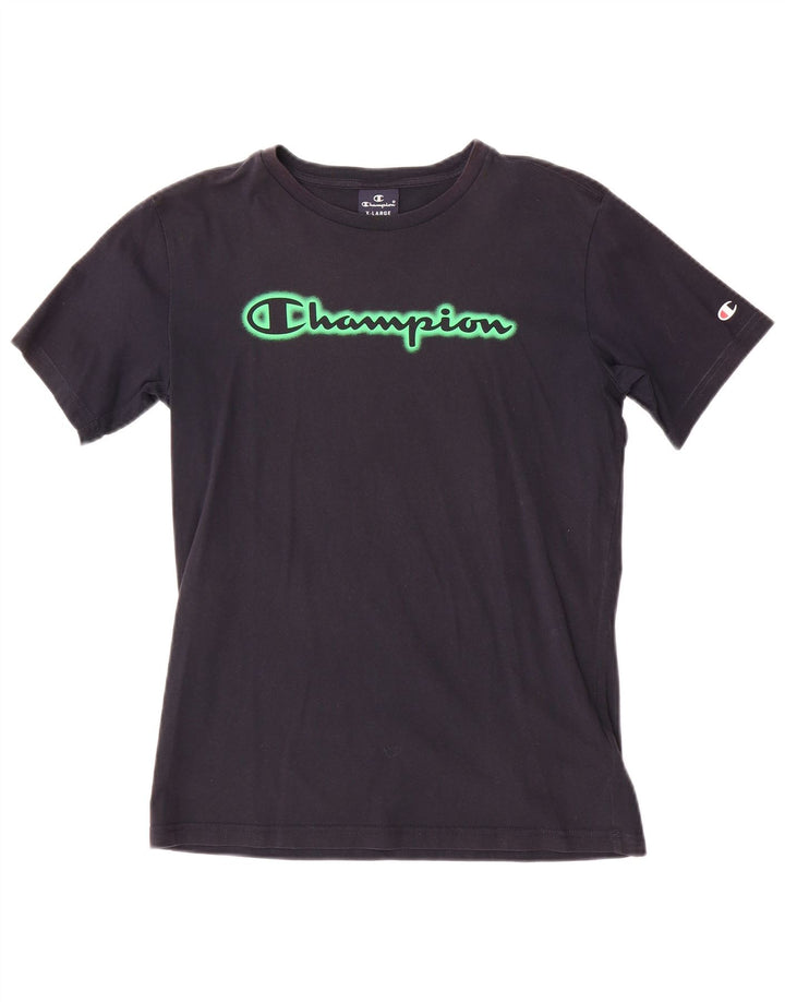 Camiseta gráfica CHAMPION Boys 13-14 anos XL azul marinho algodão