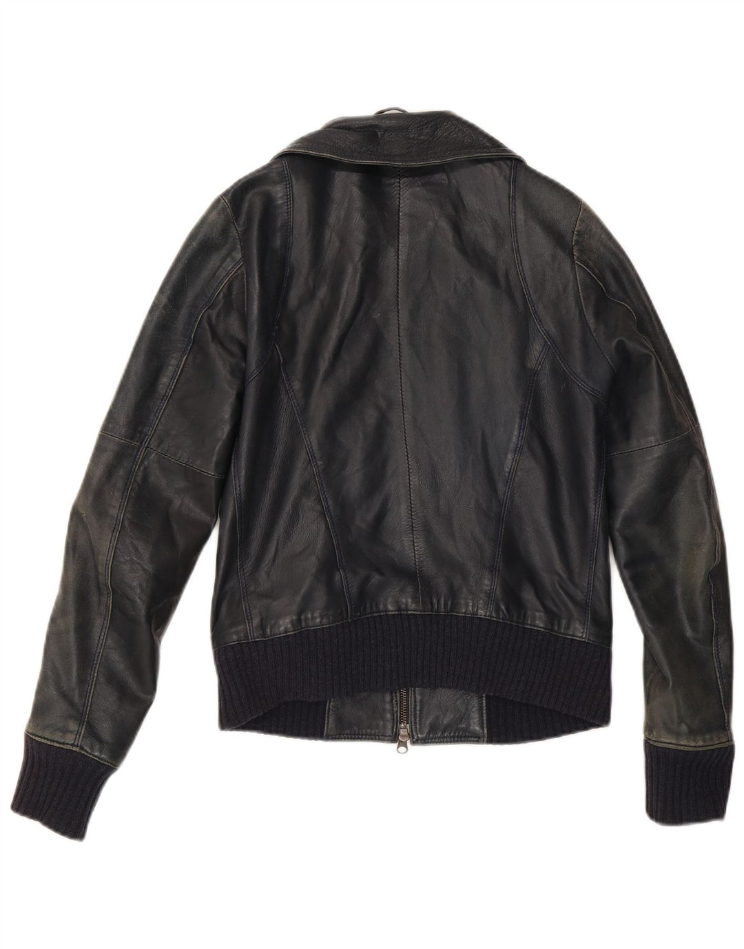 Jaqueta de couro feminina vintage IT 42 couro preto médio