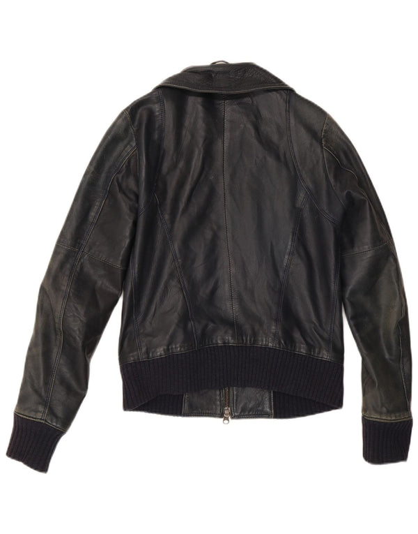Jaqueta de couro feminina vintage IT 42 couro preto médio