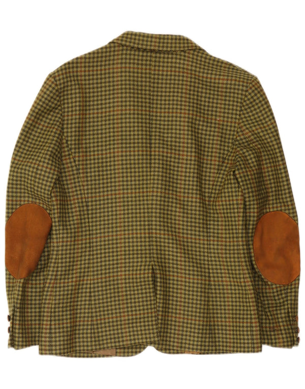 Jaqueta blazer masculina vintage com 3 botões IT 44 Houndstooth verde médio