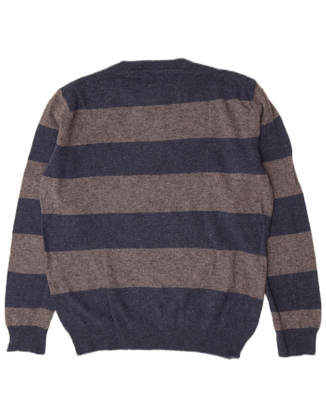 Suéter masculino Gant com gola redonda, lã de carneiro listrada azul grande
