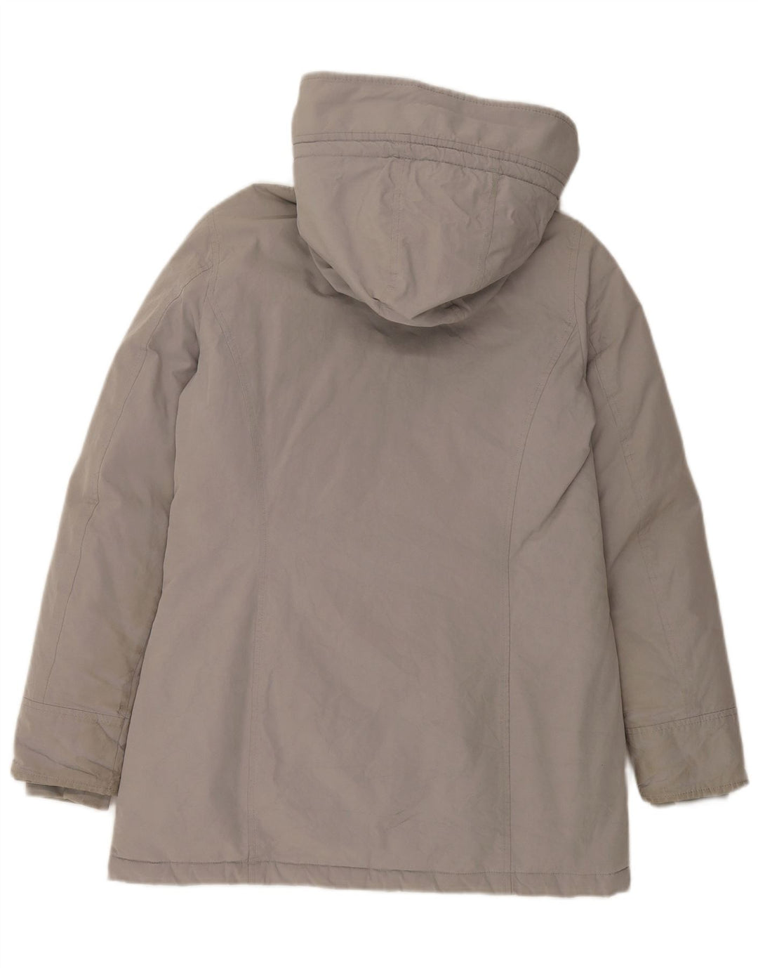 Casaco acolchoado com capuz feminino Woolrich Reino Unido 14 algodão cinza médio