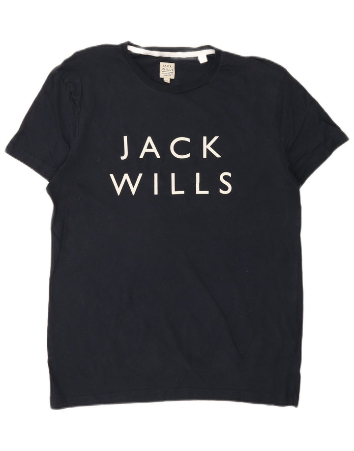 JACK WILLS Camiseta masculina gráfica Top médio algodão azul marinho