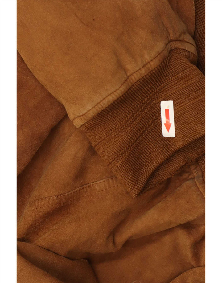 Jaqueta bomber masculina vintage de camurça UK 42 XL bege