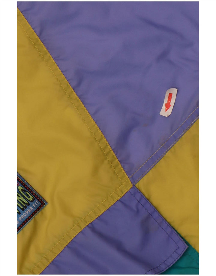 Jaqueta de chuva masculina com capuz Marcel Clair EU 46 pequeno bloco colorido multicolorido